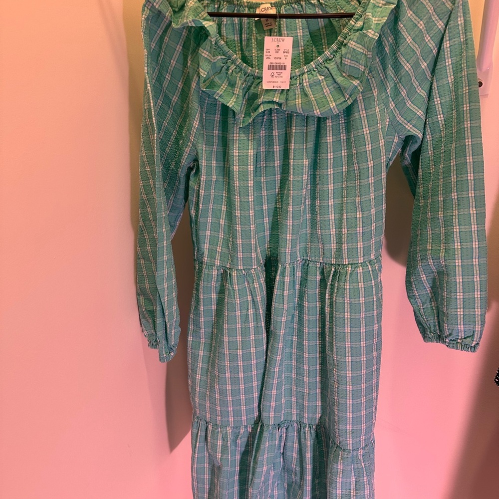 J.Crew Women's Seersucker Ruffleneck Mini Dress BP802‎ NWT